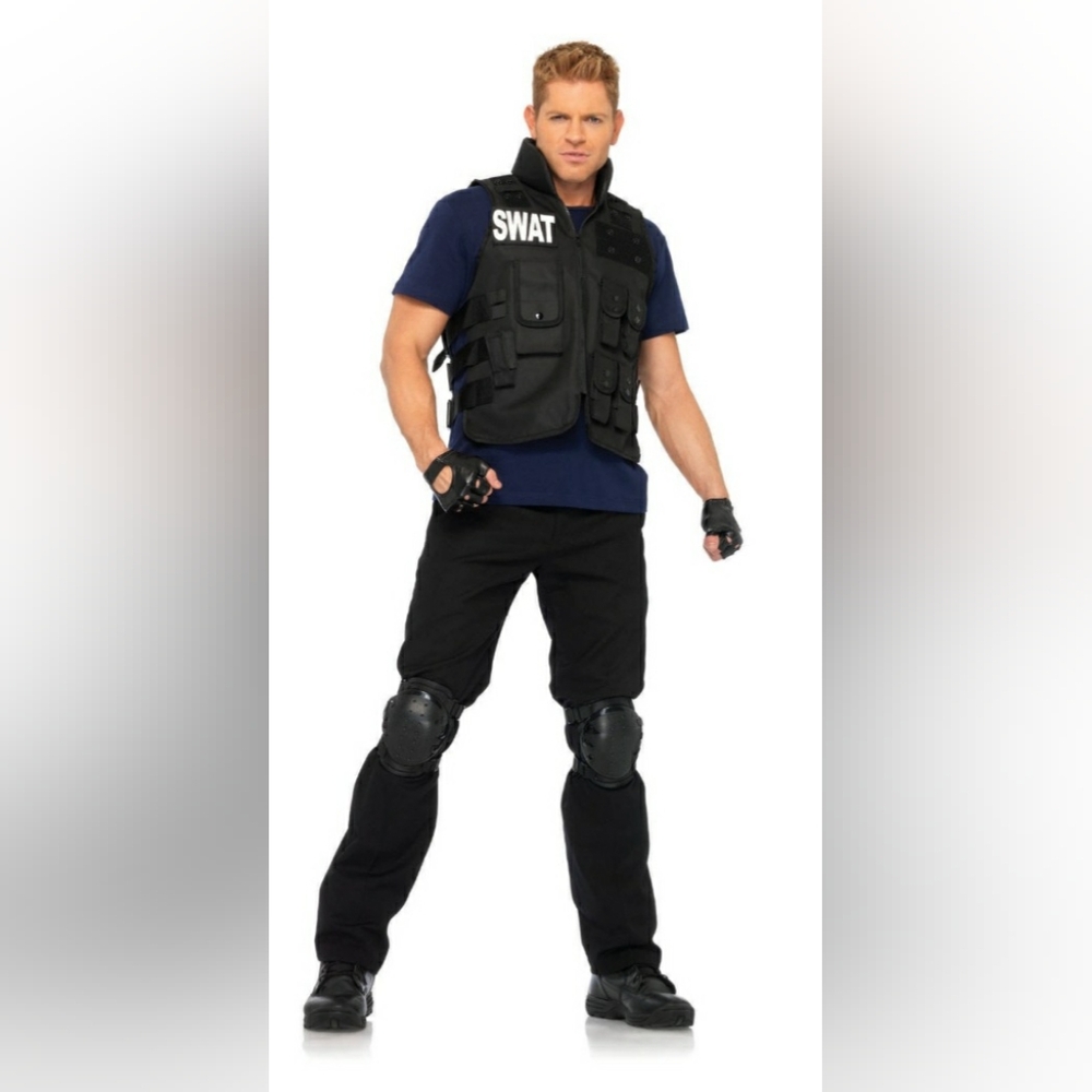 SWAT Officer Cop Men's Halloween Fancy-Dress Costume for Adult, One Size NEW
